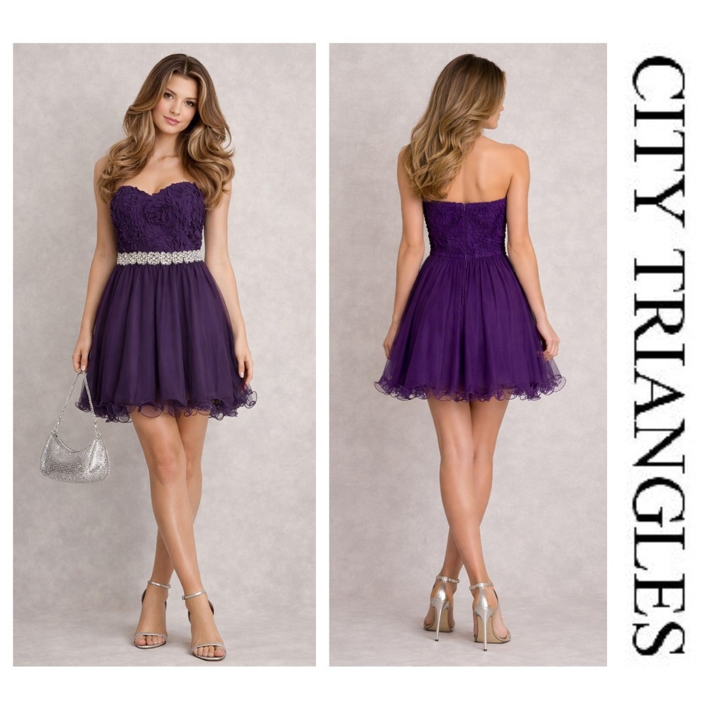 City Triangles Vtg Y2K Fairy Whimsical Strapless Glam Prom Mini Dress Juniors 11